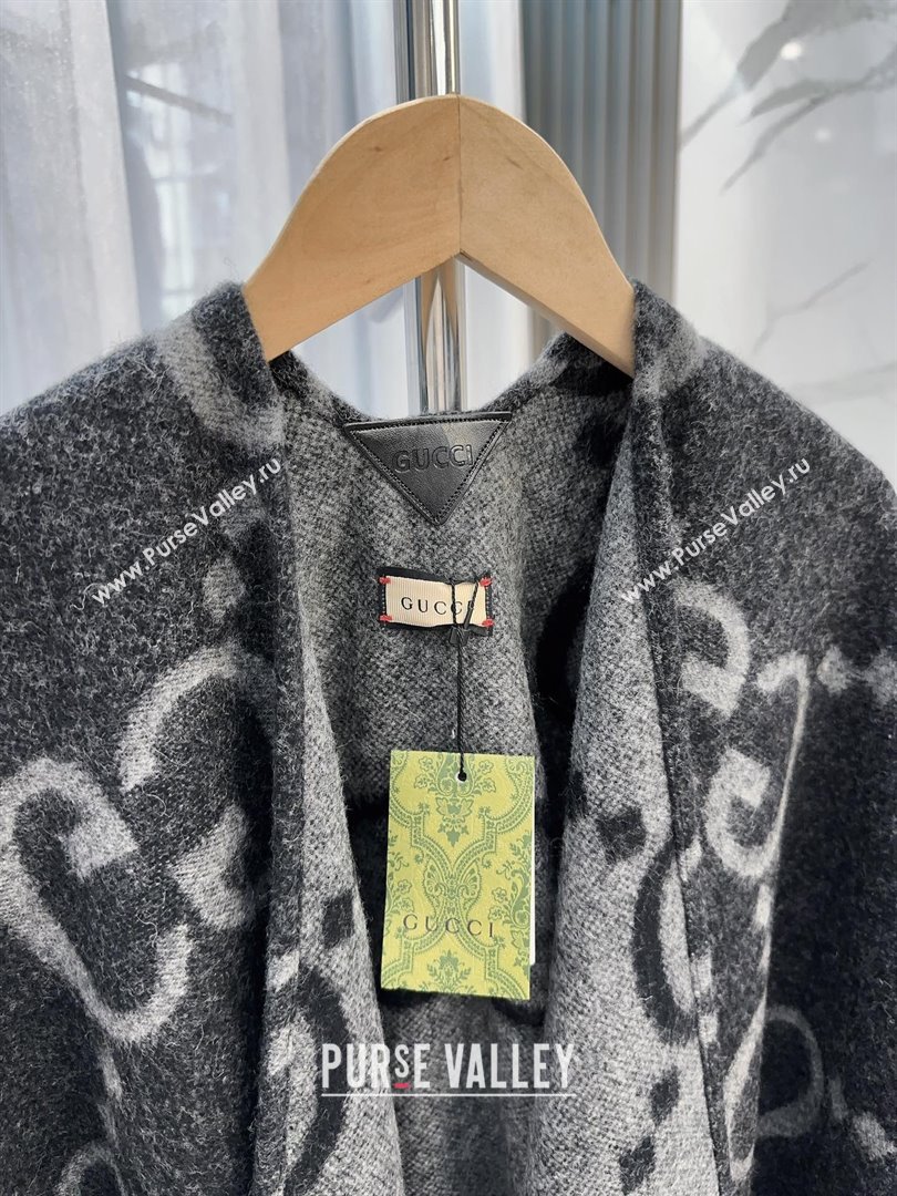 Gucci Reversible Jumbo GG Cashmere Cape G110525 Grey 2025 (O-25110525)