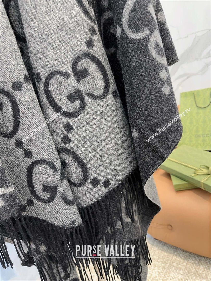 Gucci Reversible Jumbo GG Cashmere Cape G110525 Grey 2025 (O-25110525)