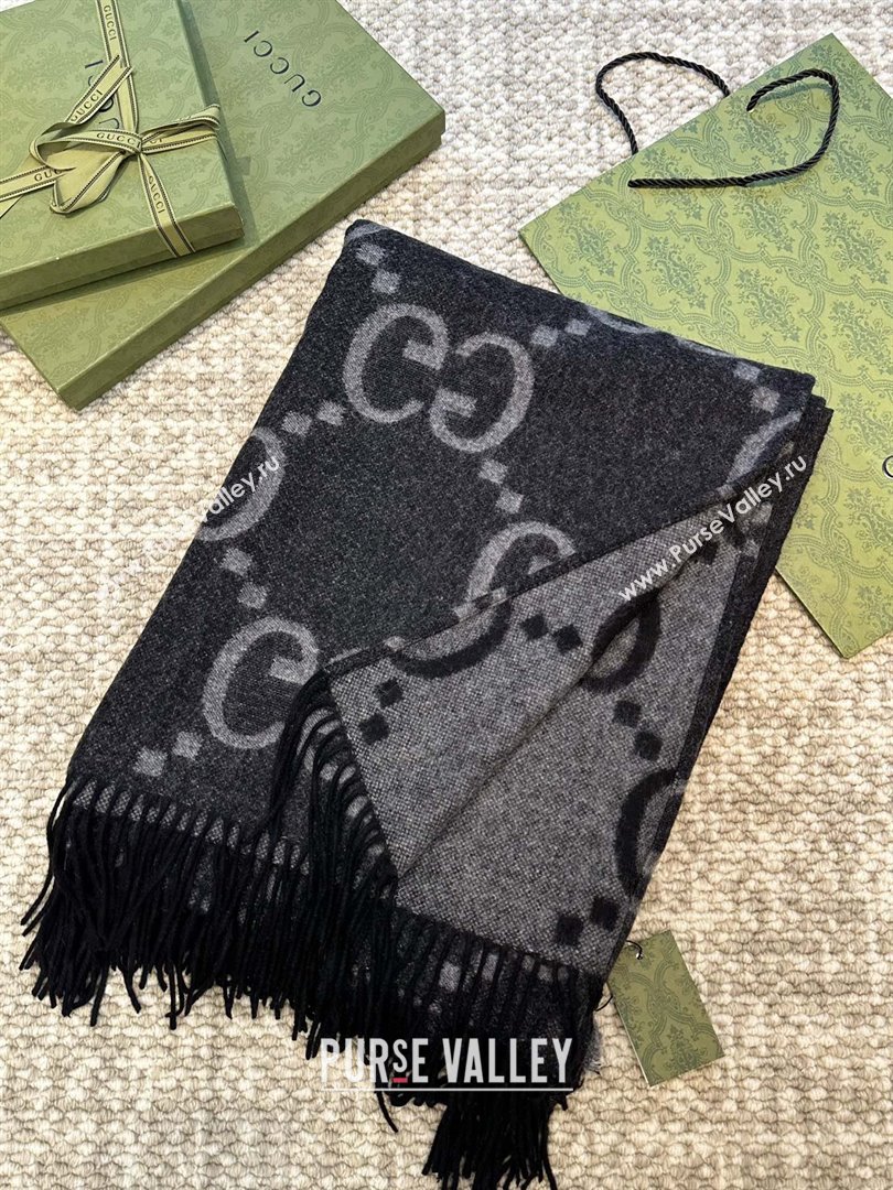 Gucci Reversible Jumbo GG Cashmere Cape G110525 Grey 2025 (O-25110525)