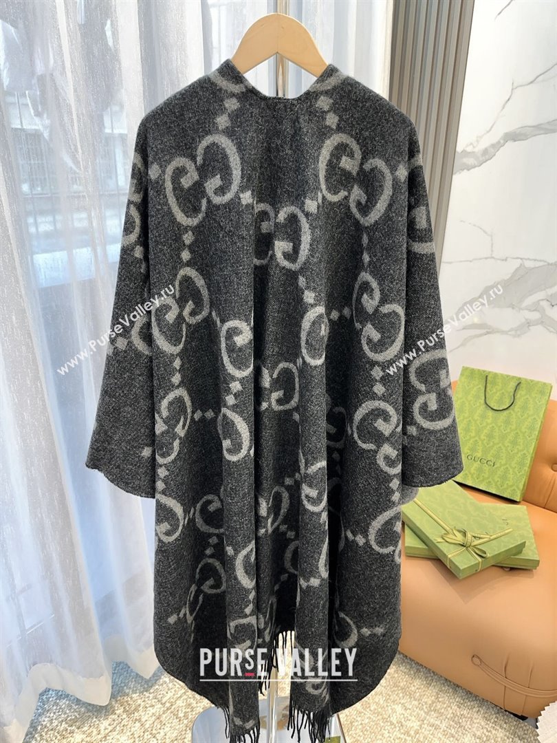 Gucci Reversible Jumbo GG Cashmere Cape G110525 Grey 2025 (O-25110525)