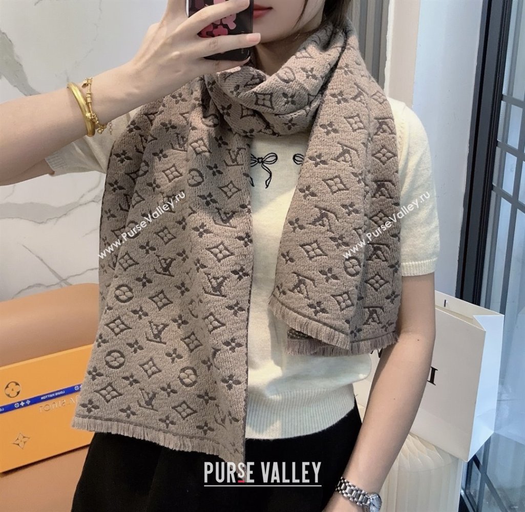 Louis Vuitton Monogram Wool Headline Scarf LV110526 Grey 2025 (O-25110526)