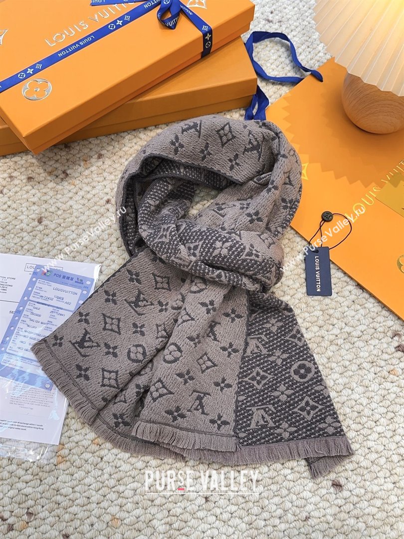 Louis Vuitton Monogram Wool Headline Scarf LV110526 Grey 2025 (O-25110526)