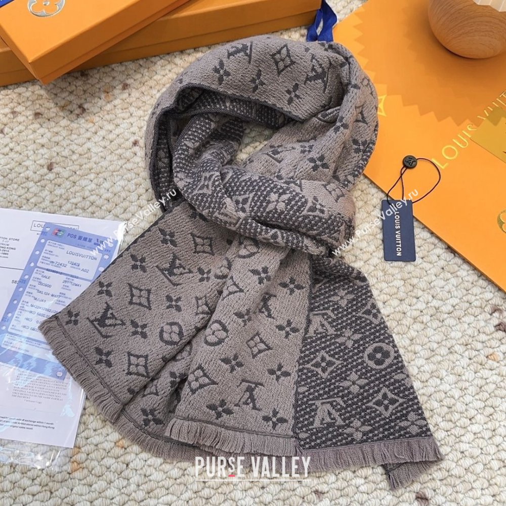 Louis Vuitton Monogram Wool Headline Scarf LV110526 Grey 2025 (O-25110526)