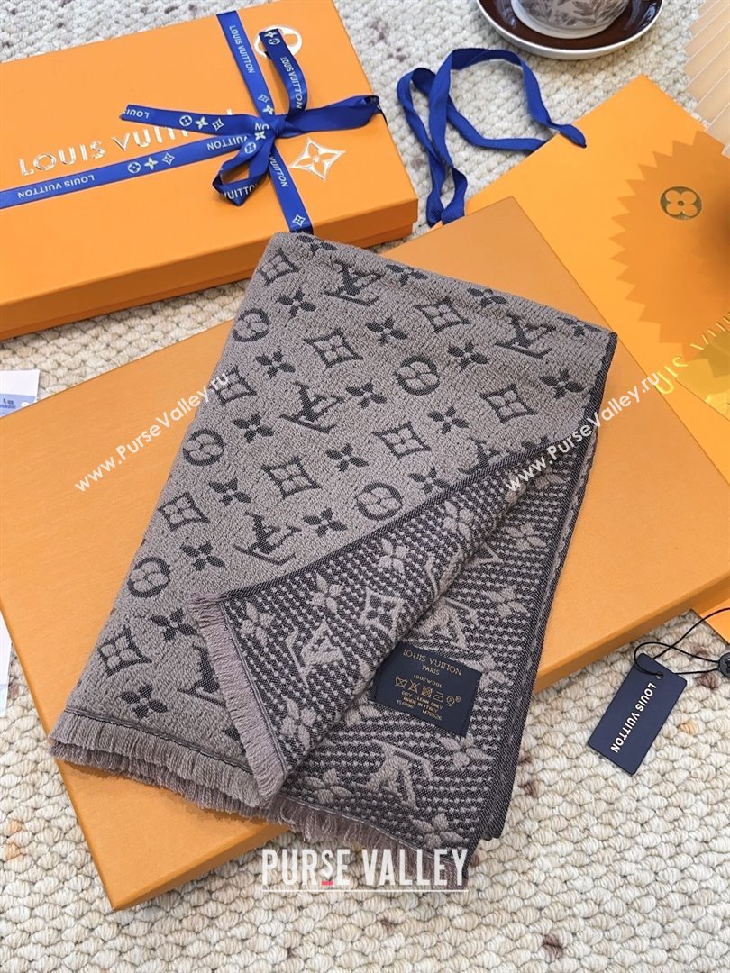 Louis Vuitton Monogram Wool Headline Scarf LV110526 Grey 2025 (O-25110526)
