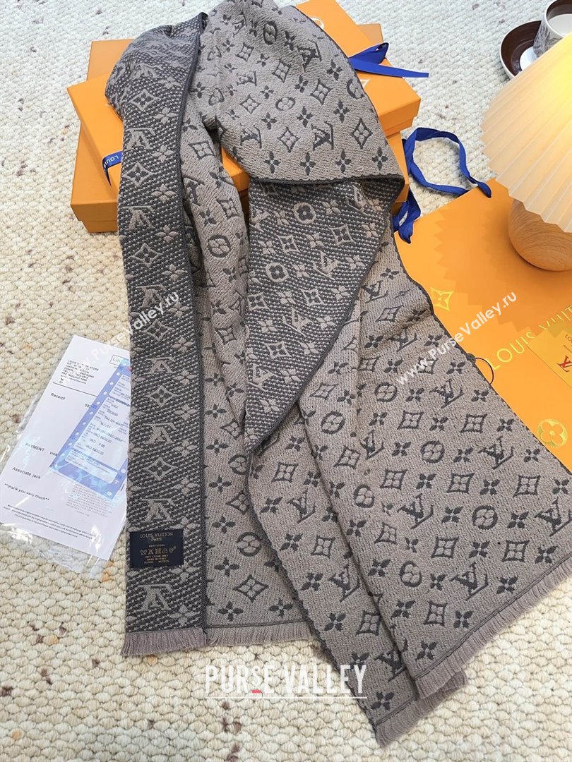 Louis Vuitton Monogram Wool Headline Scarf LV110526 Grey 2025 (O-25110526)