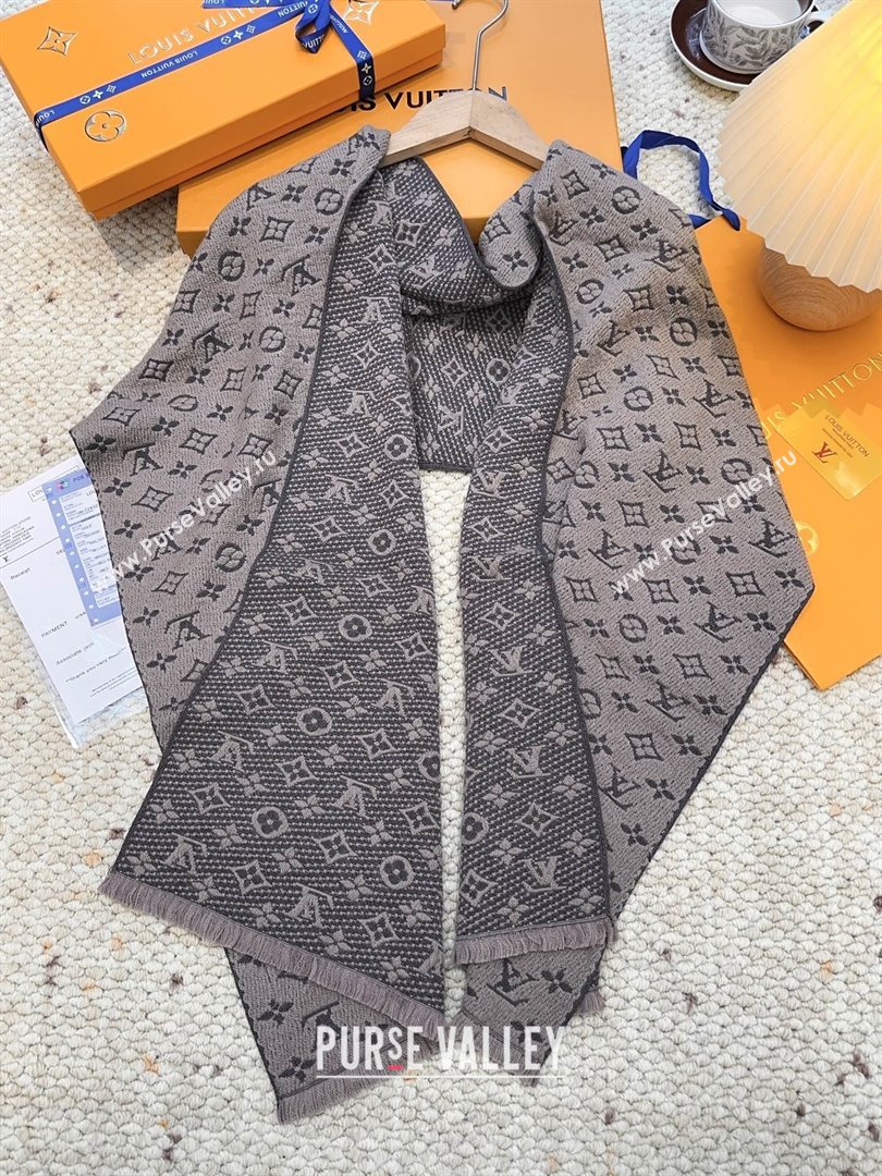 Louis Vuitton Monogram Wool Headline Scarf LV110526 Grey 2025 (O-25110526)