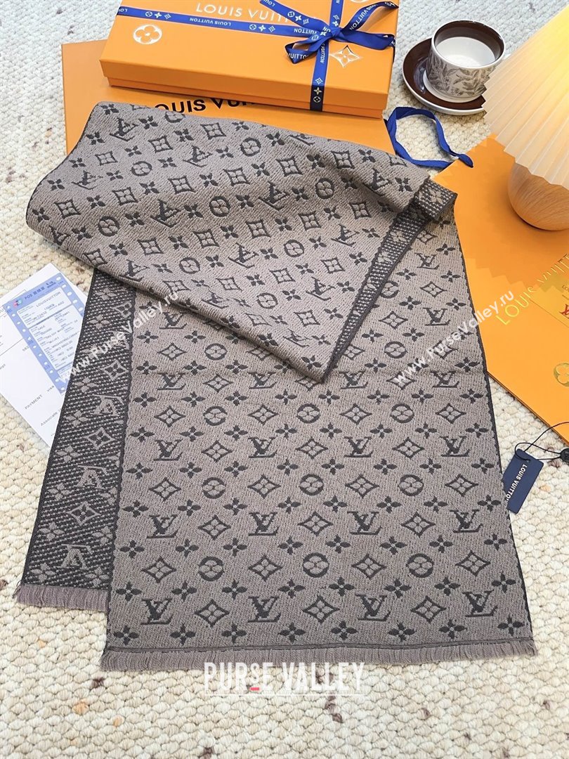 Louis Vuitton Monogram Wool Headline Scarf LV110526 Grey 2025 (O-25110526)