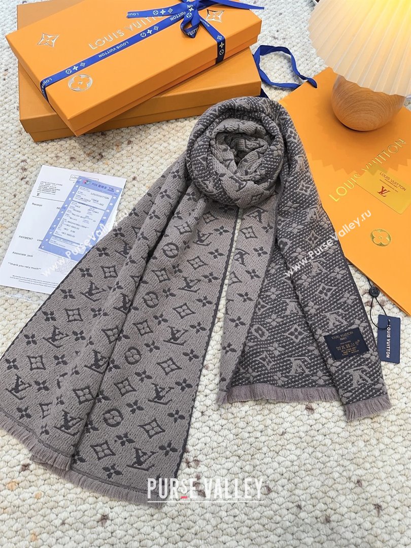 Louis Vuitton Monogram Wool Headline Scarf LV110526 Grey 2025 (O-25110526)