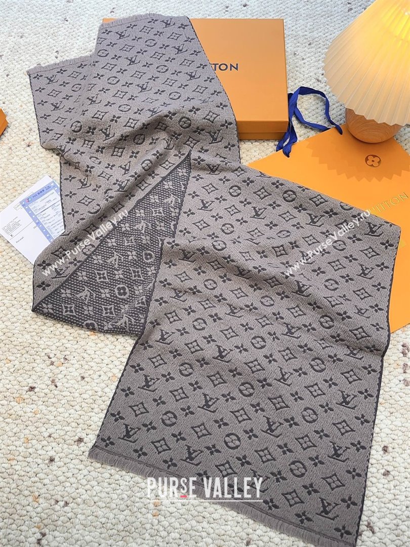 Louis Vuitton Monogram Wool Headline Scarf LV110526 Grey 2025 (O-25110526)