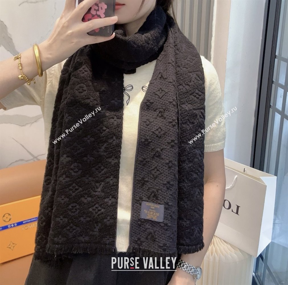 Louis Vuitton Monogram Wool Headline Scarf LV110527 Black 2025 (O-25110527)