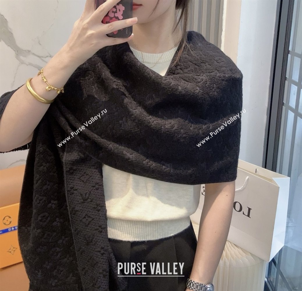 Louis Vuitton Monogram Wool Headline Scarf LV110527 Black 2025 (O-25110527)