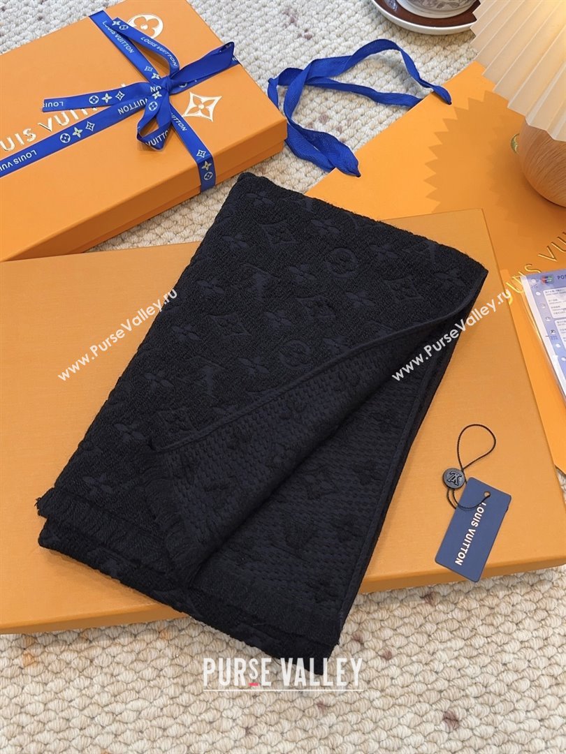 Louis Vuitton Monogram Wool Headline Scarf LV110527 Black 2025 (O-25110527)
