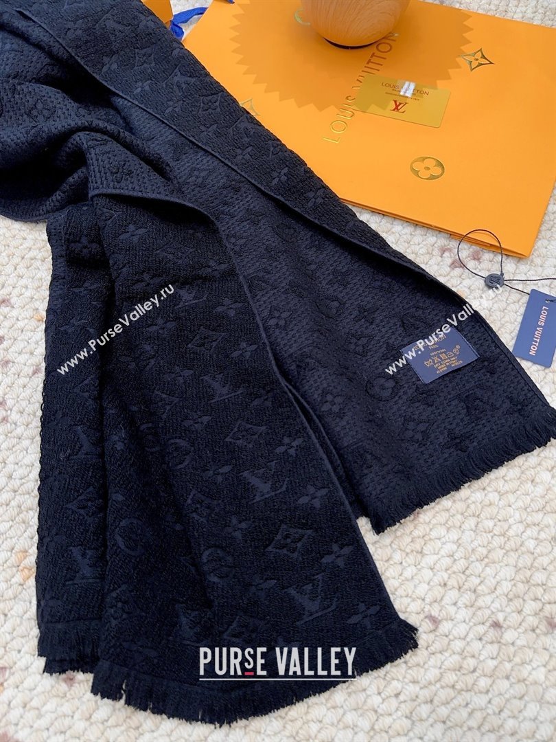 Louis Vuitton Monogram Wool Headline Scarf LV110527 Black 2025 (O-25110527)