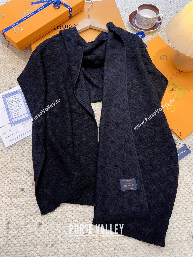 Louis Vuitton Monogram Wool Headline Scarf LV110527 Black 2025 (O-25110527)