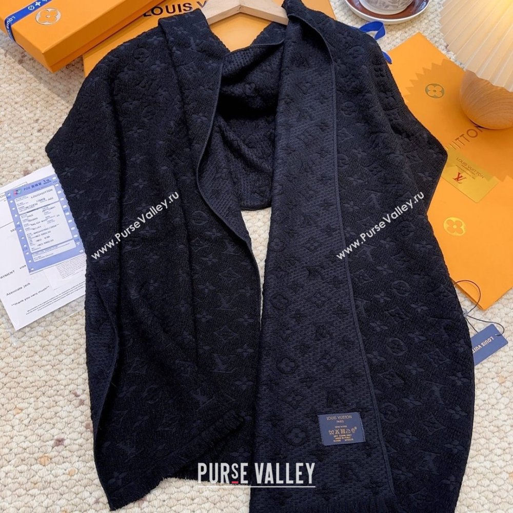 Louis Vuitton Monogram Wool Headline Scarf LV110527 Black 2025 (O-25110527)