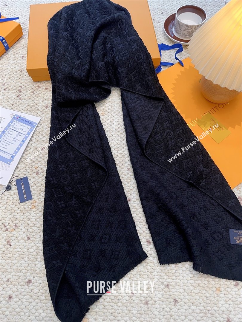 Louis Vuitton Monogram Wool Headline Scarf LV110527 Black 2025 (O-25110527)
