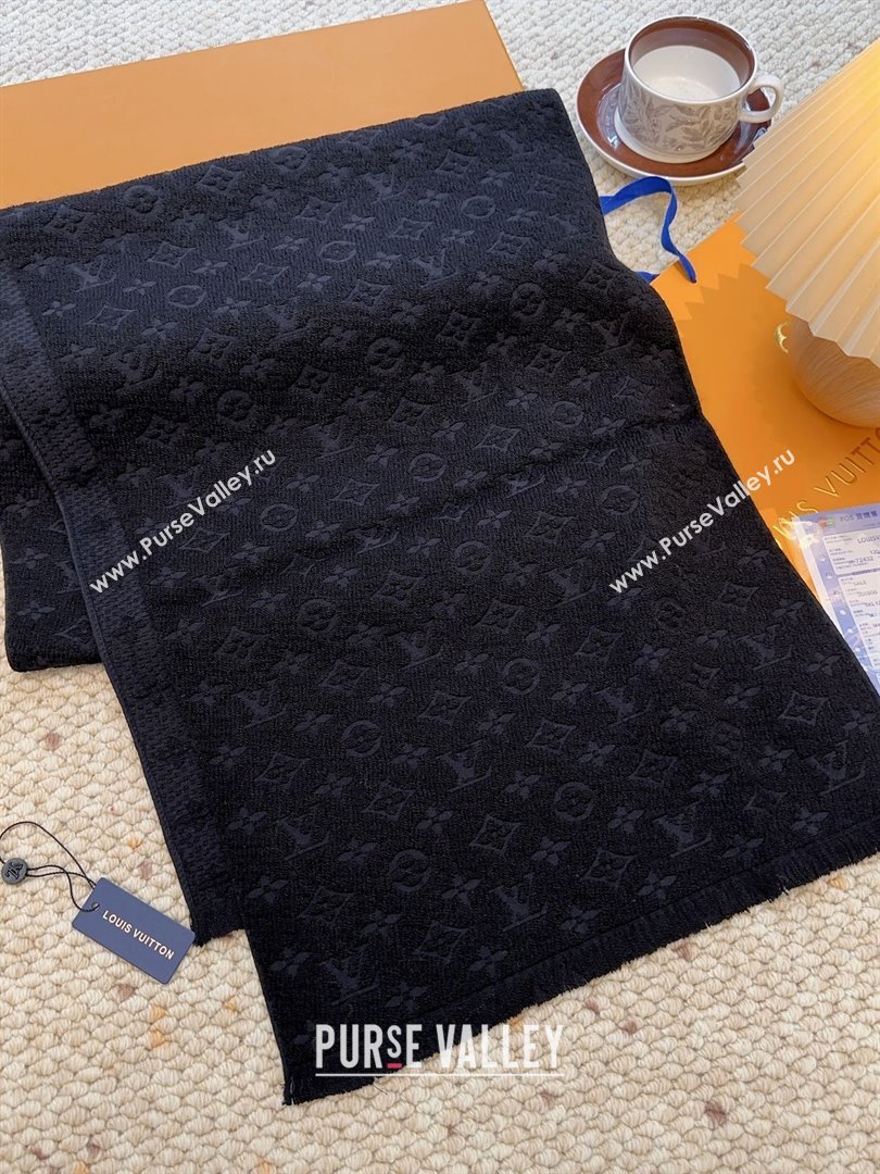 Louis Vuitton Monogram Wool Headline Scarf LV110527 Black 2025 (O-25110527)