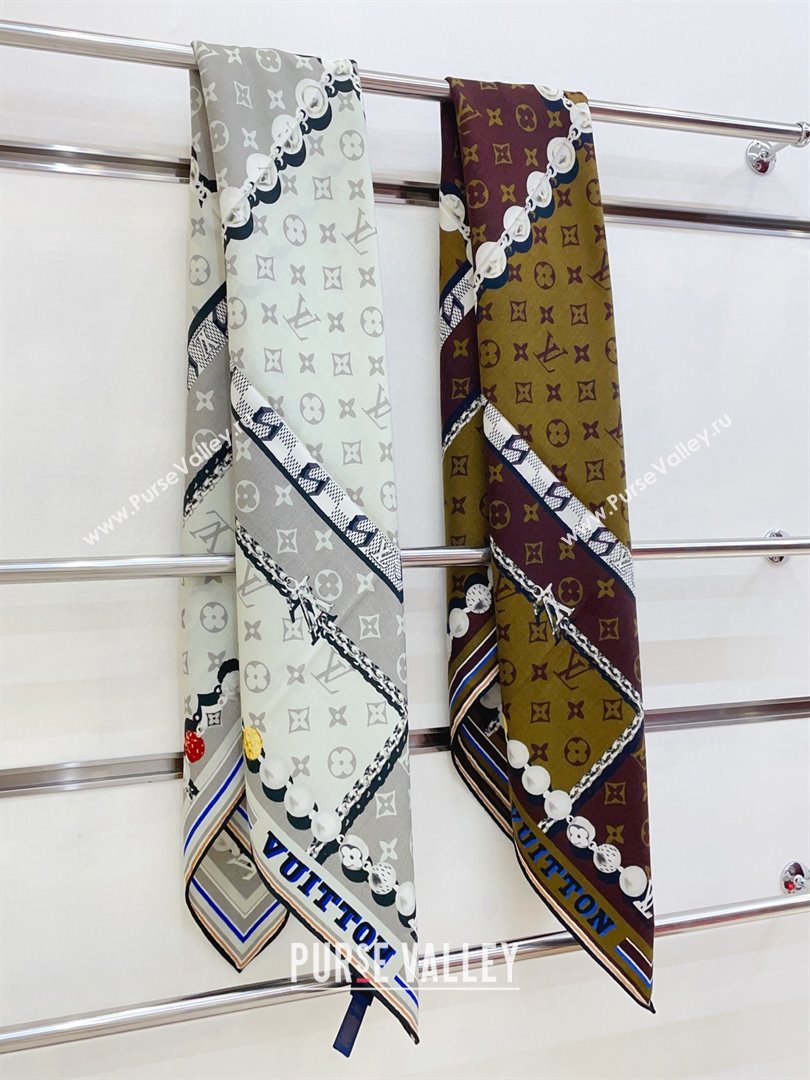 Louis Vuitton Cashmere Silk Scarf 140x140 LV110608 Grey 2025 (O-25110608)