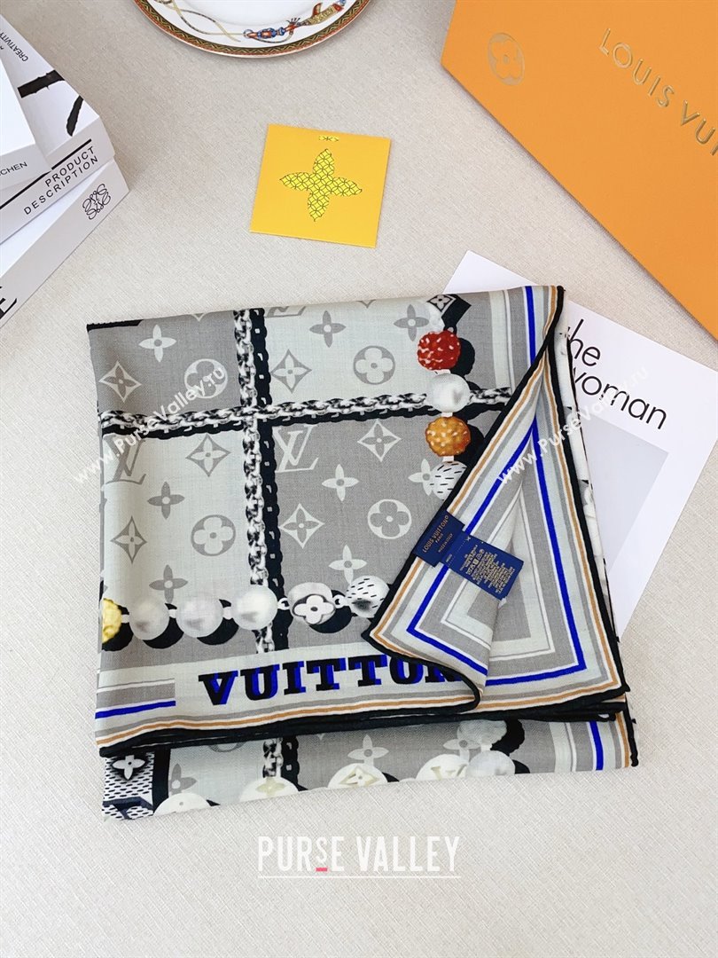 Louis Vuitton Cashmere Silk Scarf 140x140 LV110608 Grey 2025 (O-25110608)