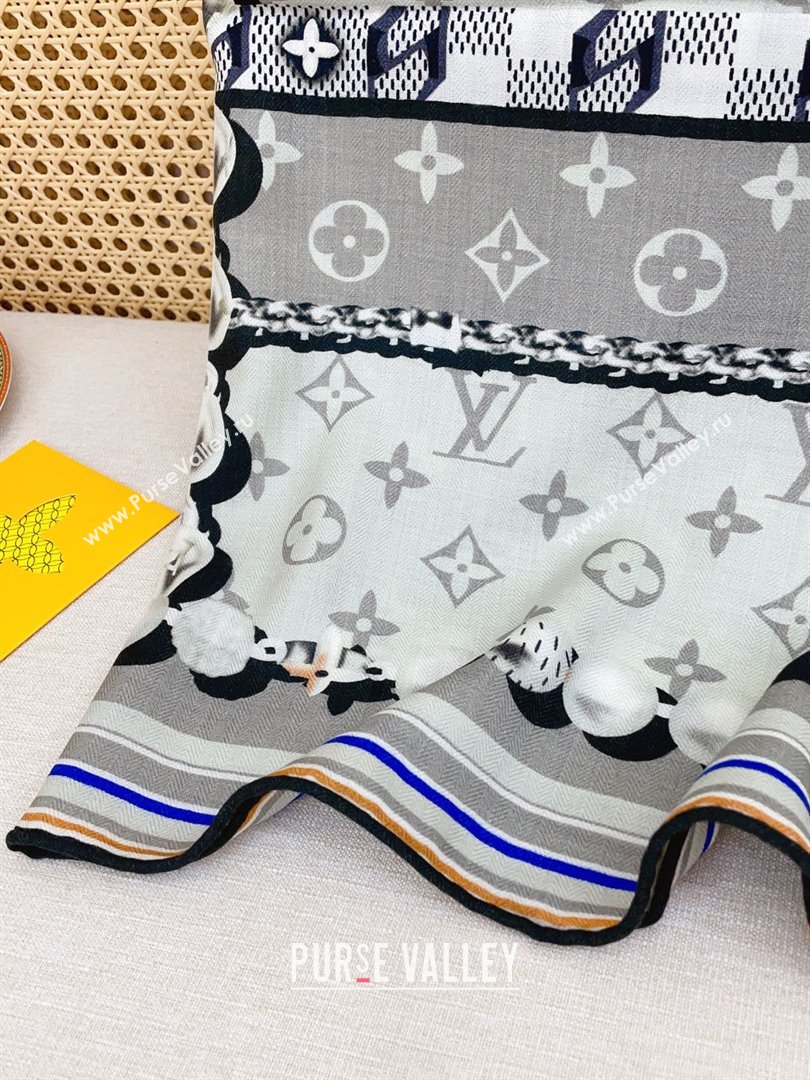 Louis Vuitton Cashmere Silk Scarf 140x140 LV110608 Grey 2025 (O-25110608)