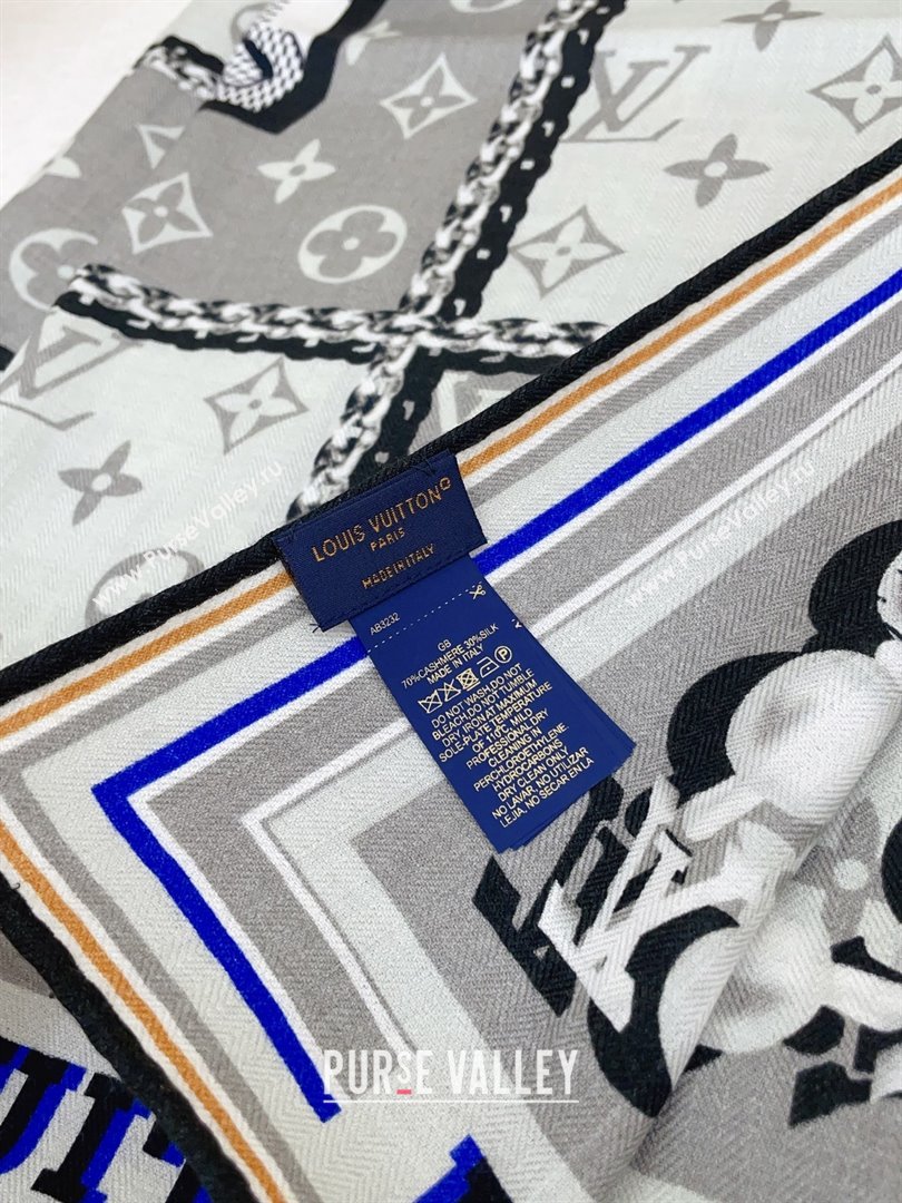 Louis Vuitton Cashmere Silk Scarf 140x140 LV110608 Grey 2025 (O-25110608)