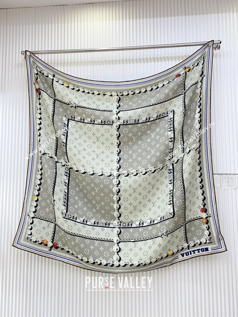Louis Vuitton Cashmere Silk Scarf 140x140 LV110608 Grey 2025 (O-25110608)