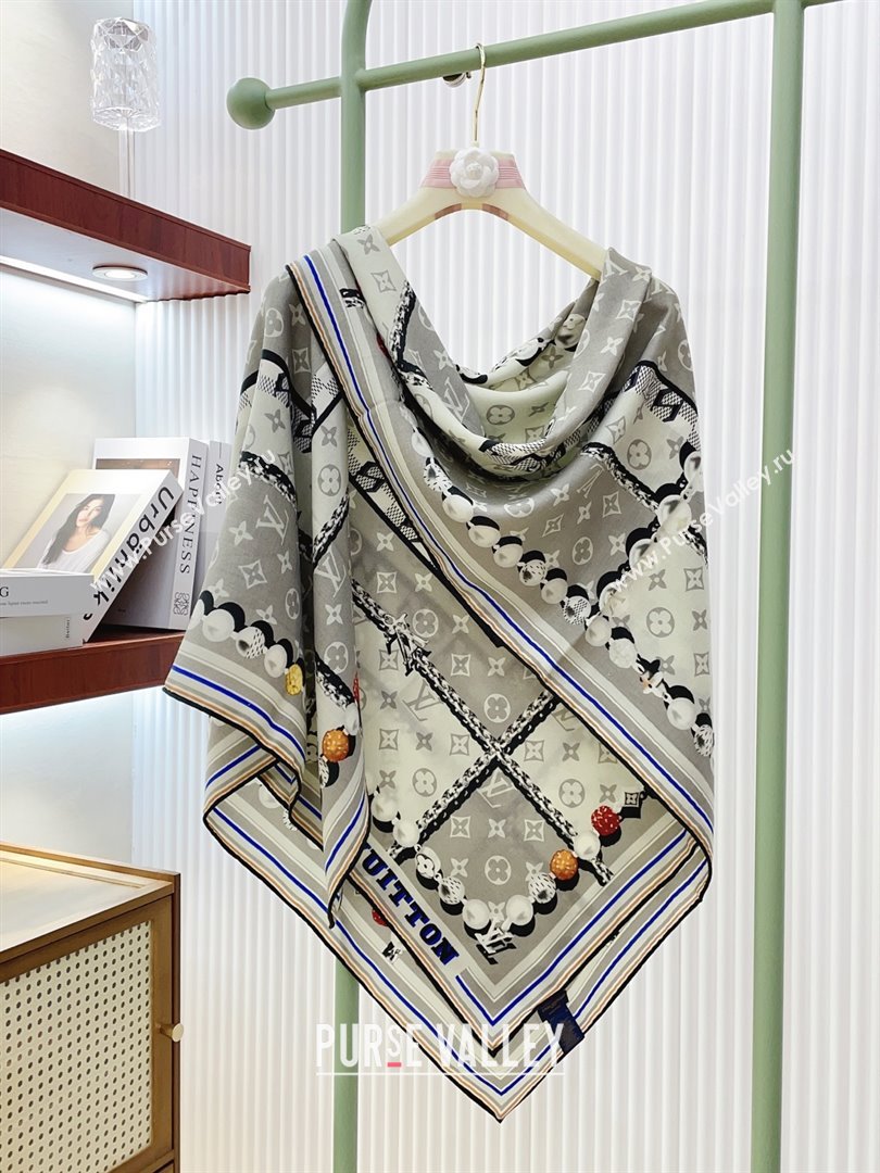Louis Vuitton Cashmere Silk Scarf 140x140 LV110608 Grey 2025 (O-25110608)