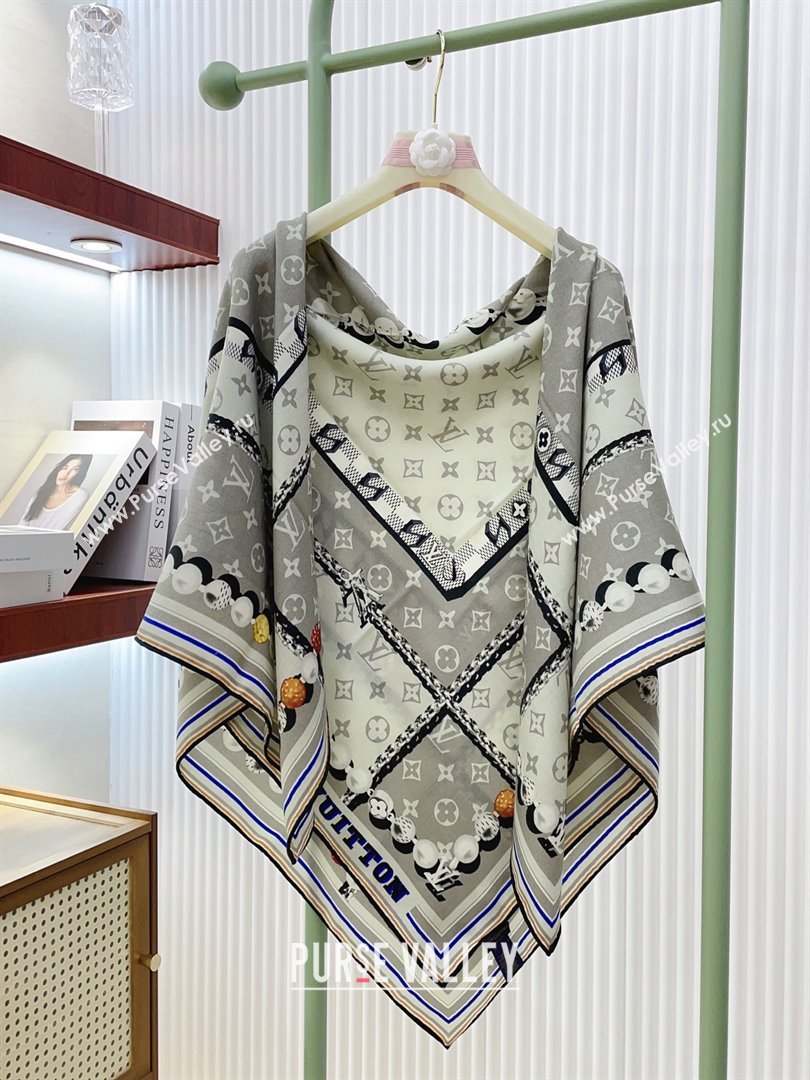 Louis Vuitton Cashmere Silk Scarf 140x140 LV110608 Grey 2025 (O-25110608)