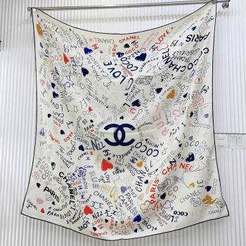 Chanel Cashmere Silk Scarf 140x140 CH110609 White 2025 (O-25110609)