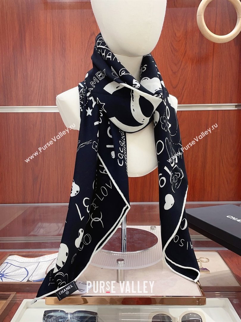 Chanel Cashmere Silk Scarf 140x140 CH110610 Black 2025 (O-25110610)