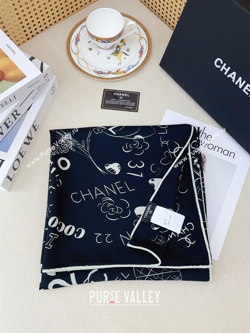 Chanel Cashmere Silk Scarf 140x140 CH110610 Black 2025 (O-25110610)