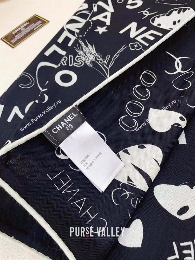 Chanel Cashmere Silk Scarf 140x140 CH110610 Black 2025 (O-25110610)