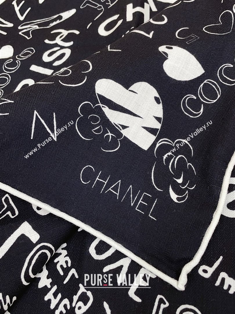 Chanel Cashmere Silk Scarf 140x140 CH110610 Black 2025 (O-25110610)