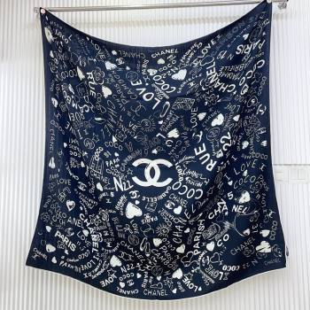 Chanel Cashmere Silk Scarf 140x140 CH110610 Black 2025 (O-25110610)