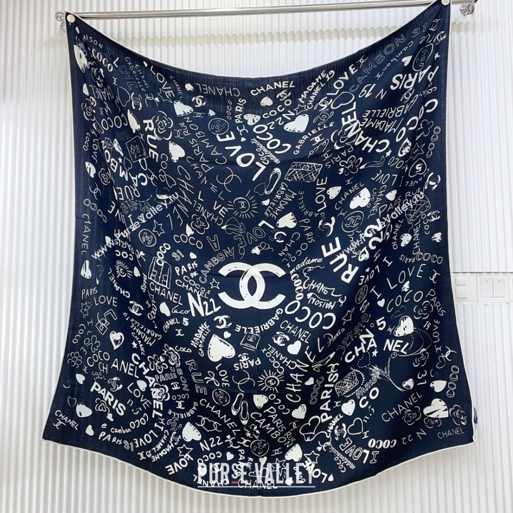 Chanel Cashmere Silk Scarf 140x140 CH110610 Black 2025 (O-25110610)