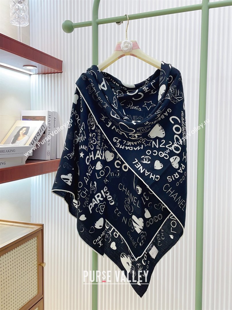 Chanel Cashmere Silk Scarf 140x140 CH110610 Black 2025 (O-25110610)