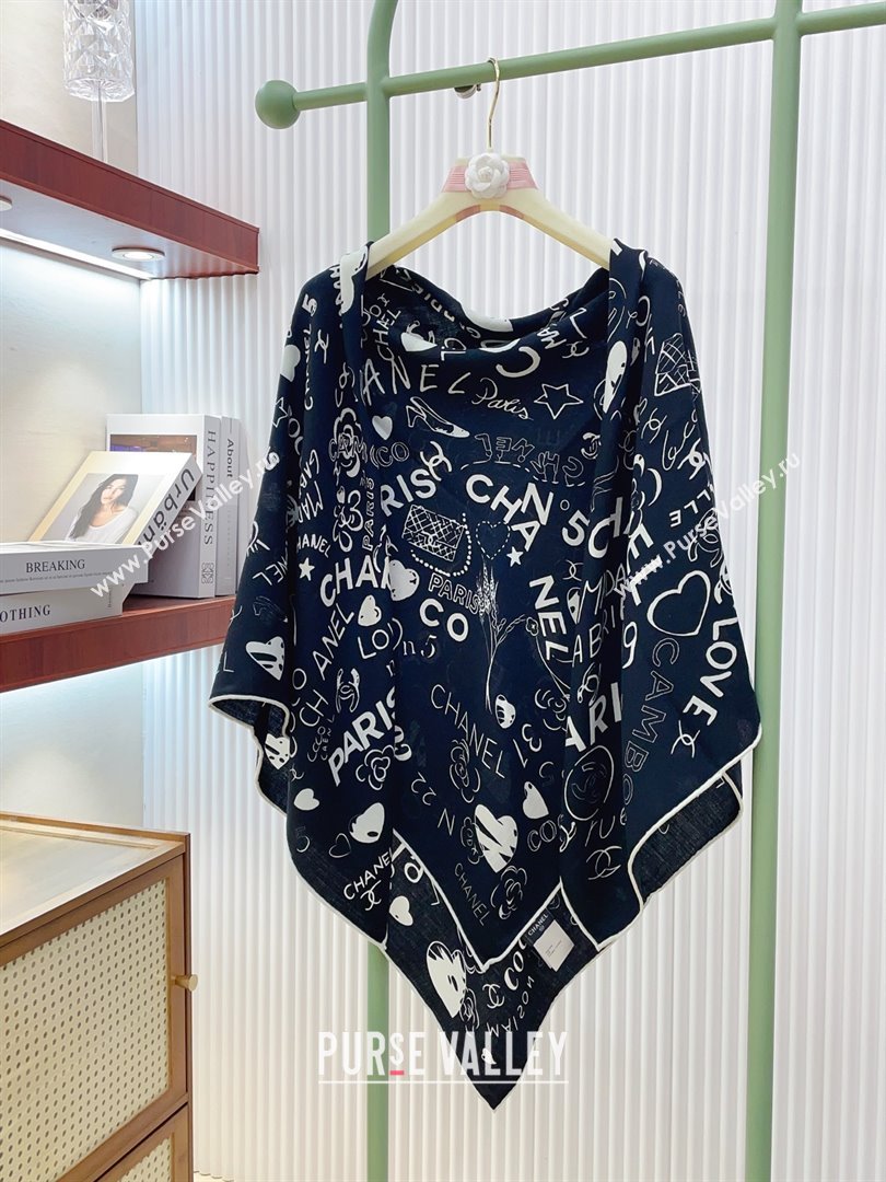 Chanel Cashmere Silk Scarf 140x140 CH110610 Black 2025 (O-25110610)