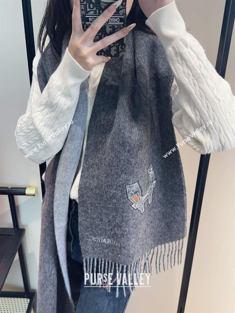 Hermes Long190x35cm Scarf H110504 Grey 2025 (O-25110504)