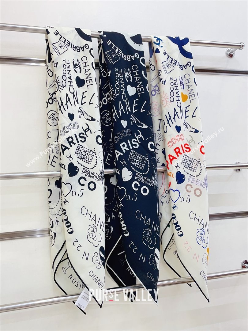 Chanel Cashmere Silk Scarf 140x140 CH110611 White 02 2025 (O-25110611)