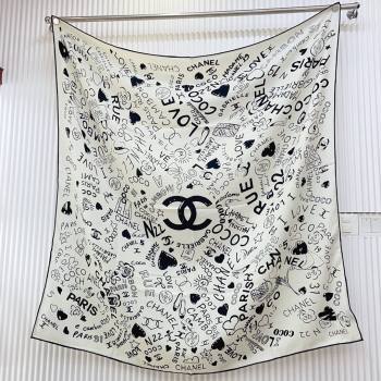 Chanel Cashmere Silk Scarf 140x140 CH110611 White 02 2025 (O-25110611)