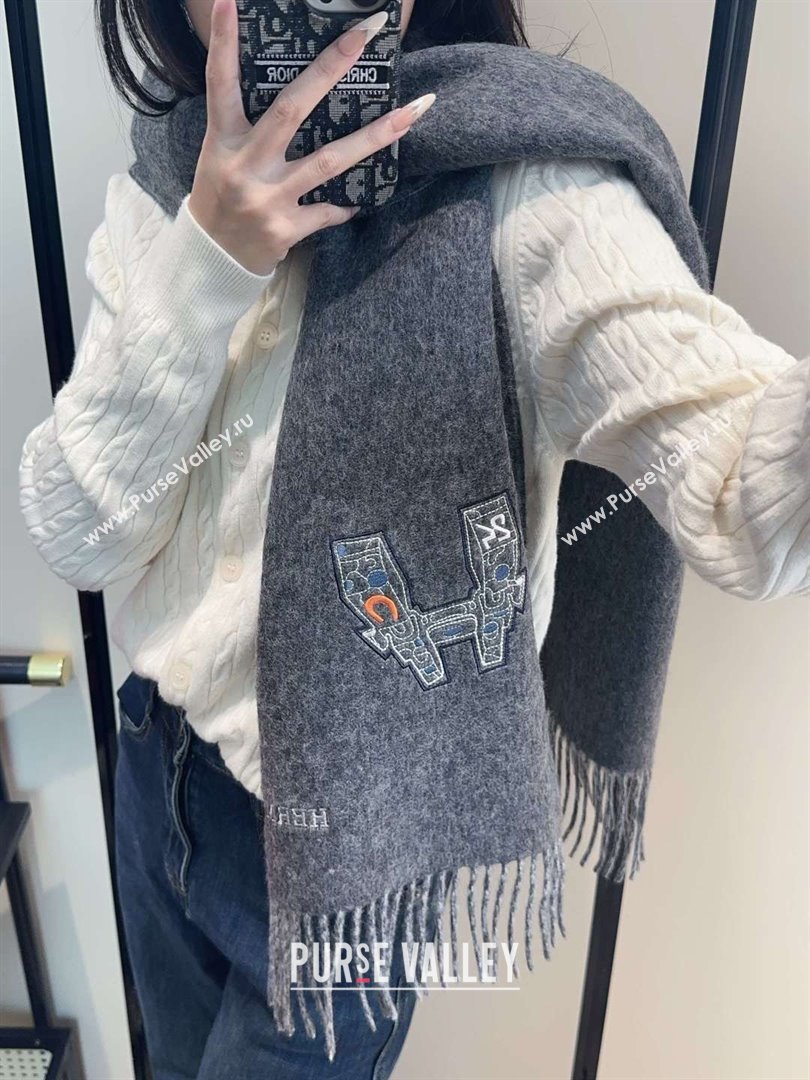 Hermes Long190x35cm Scarf H110504 Grey 2025 (O-25110504)