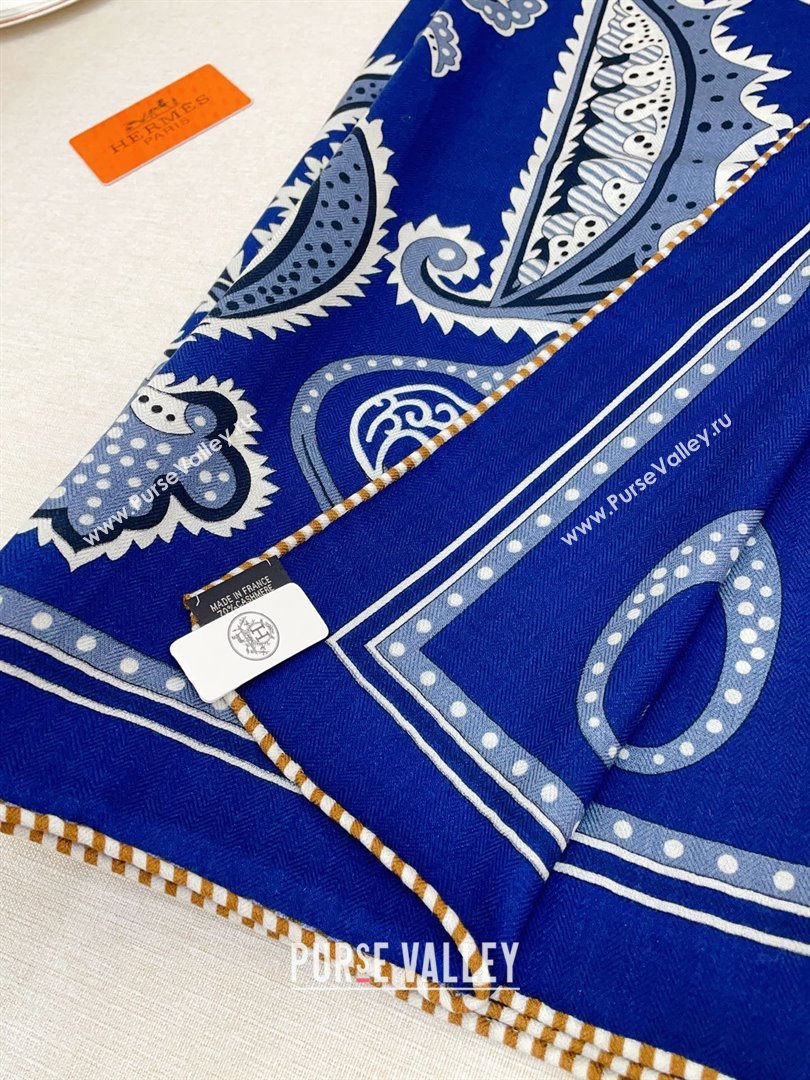Hermes Cashmere Silk Scarf 140x140 H110614 Blue 2025 (O-25110614)