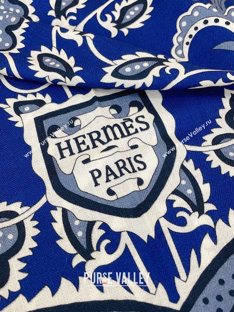 Hermes Cashmere Silk Scarf 140x140 H110614 Blue 2025 (O-25110614)