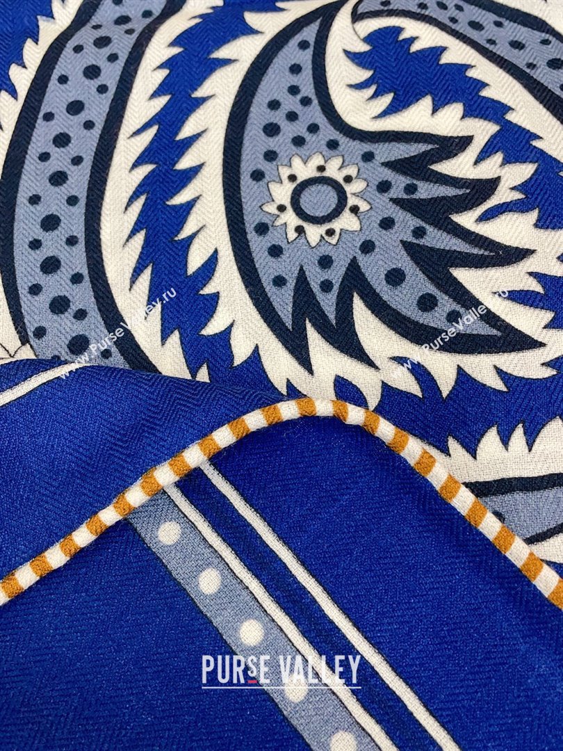 Hermes Cashmere Silk Scarf 140x140 H110614 Blue 2025 (O-25110614)