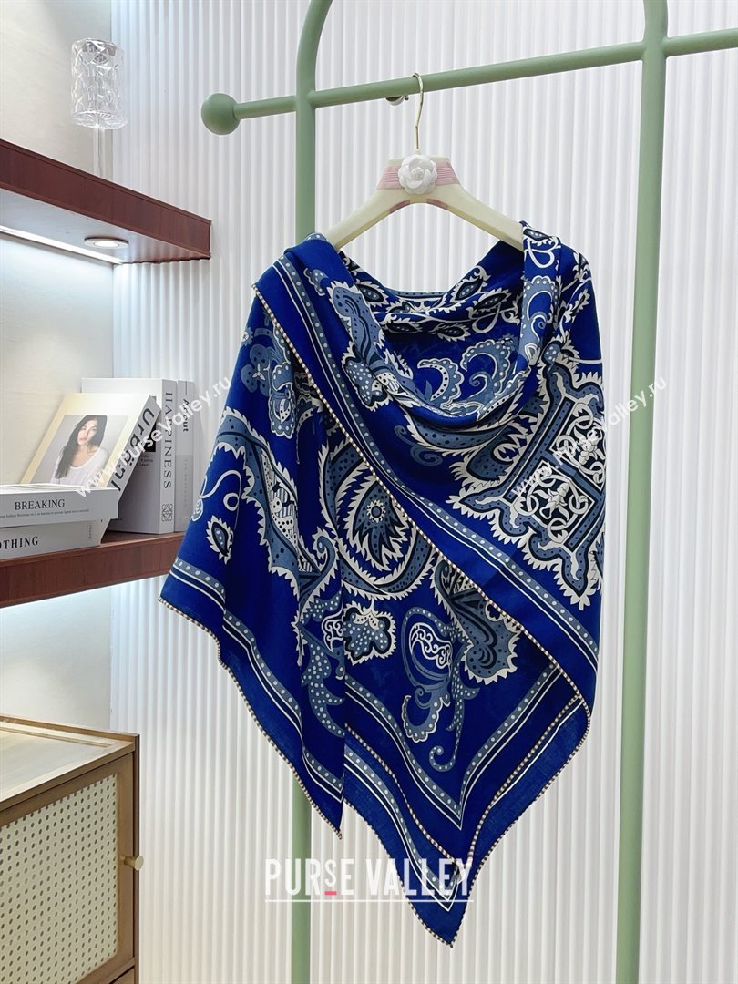 Hermes Cashmere Silk Scarf 140x140 H110614 Blue 2025 (O-25110614)