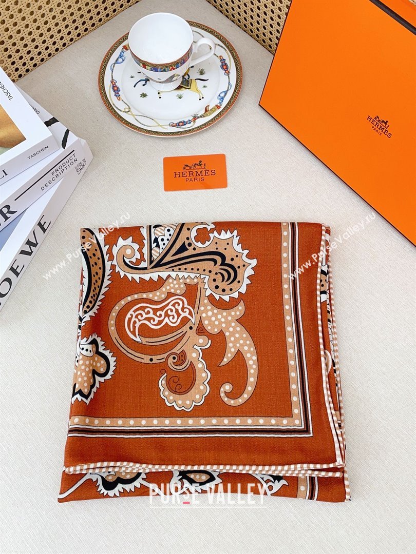 Hermes Cashmere Silk Scarf 140x140 H110615 Brickred 2025 (O-25110615)