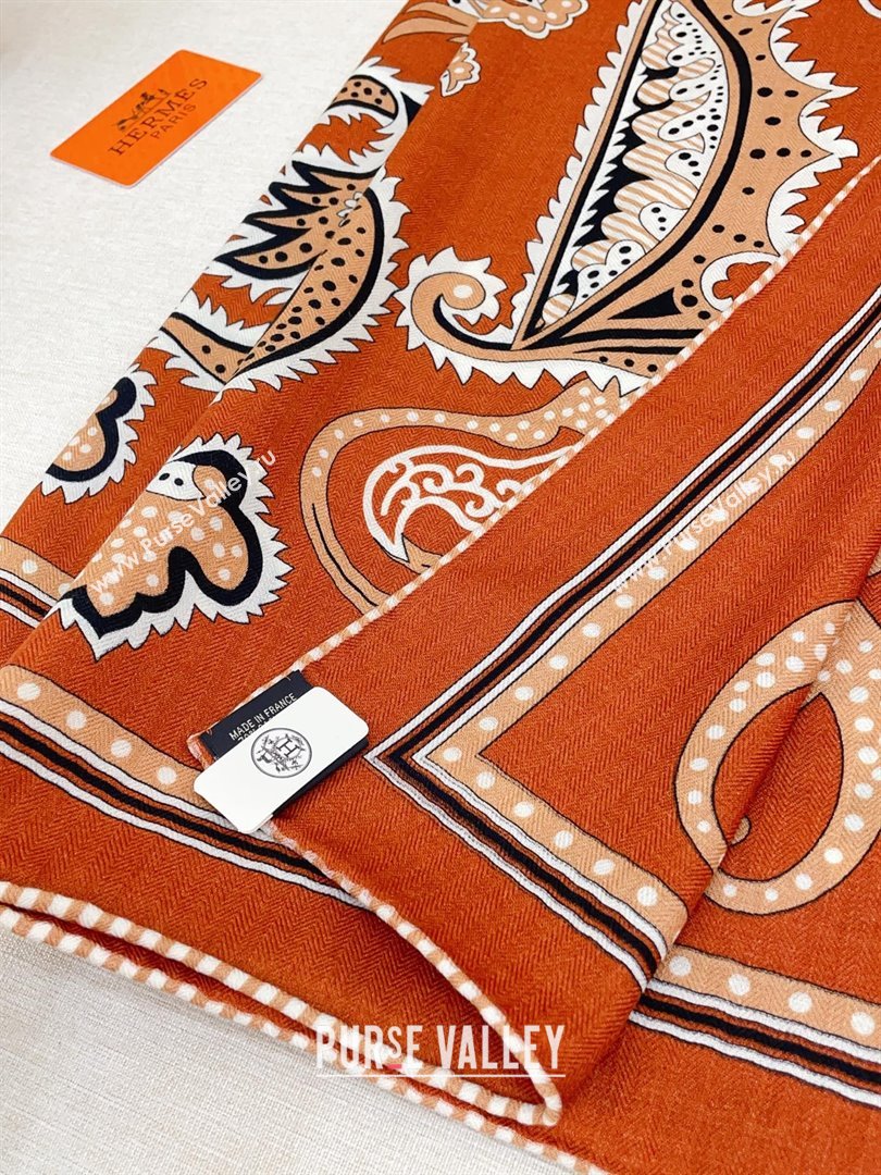 Hermes Cashmere Silk Scarf 140x140 H110615 Brickred 2025 (O-25110615)