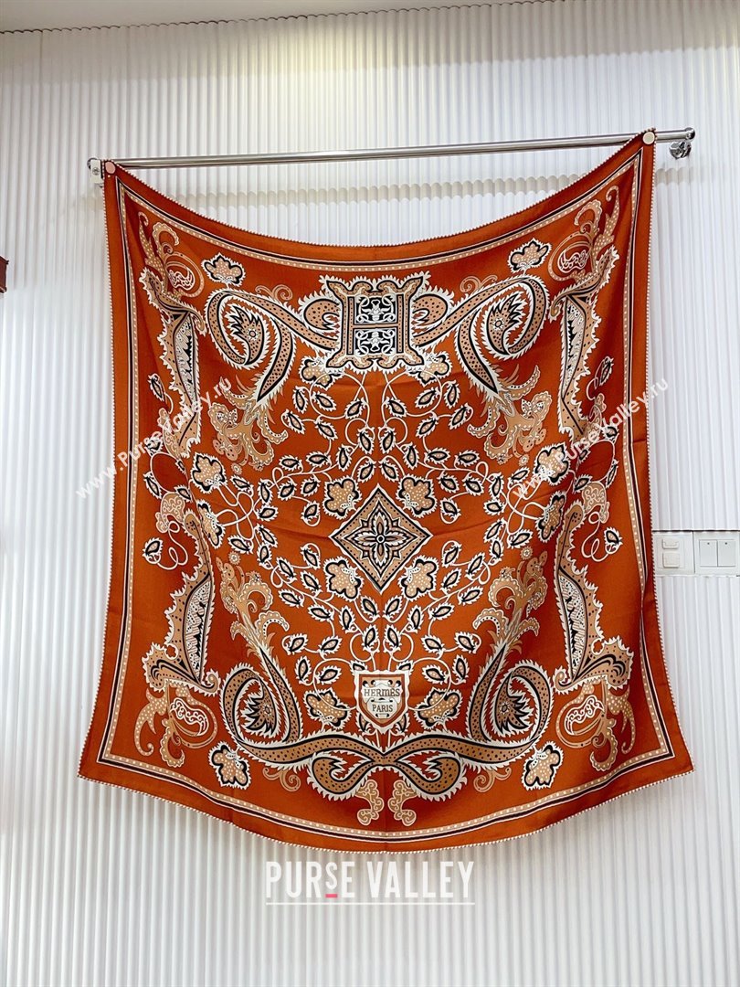 Hermes Cashmere Silk Scarf 140x140 H110615 Brickred 2025 (O-25110615)