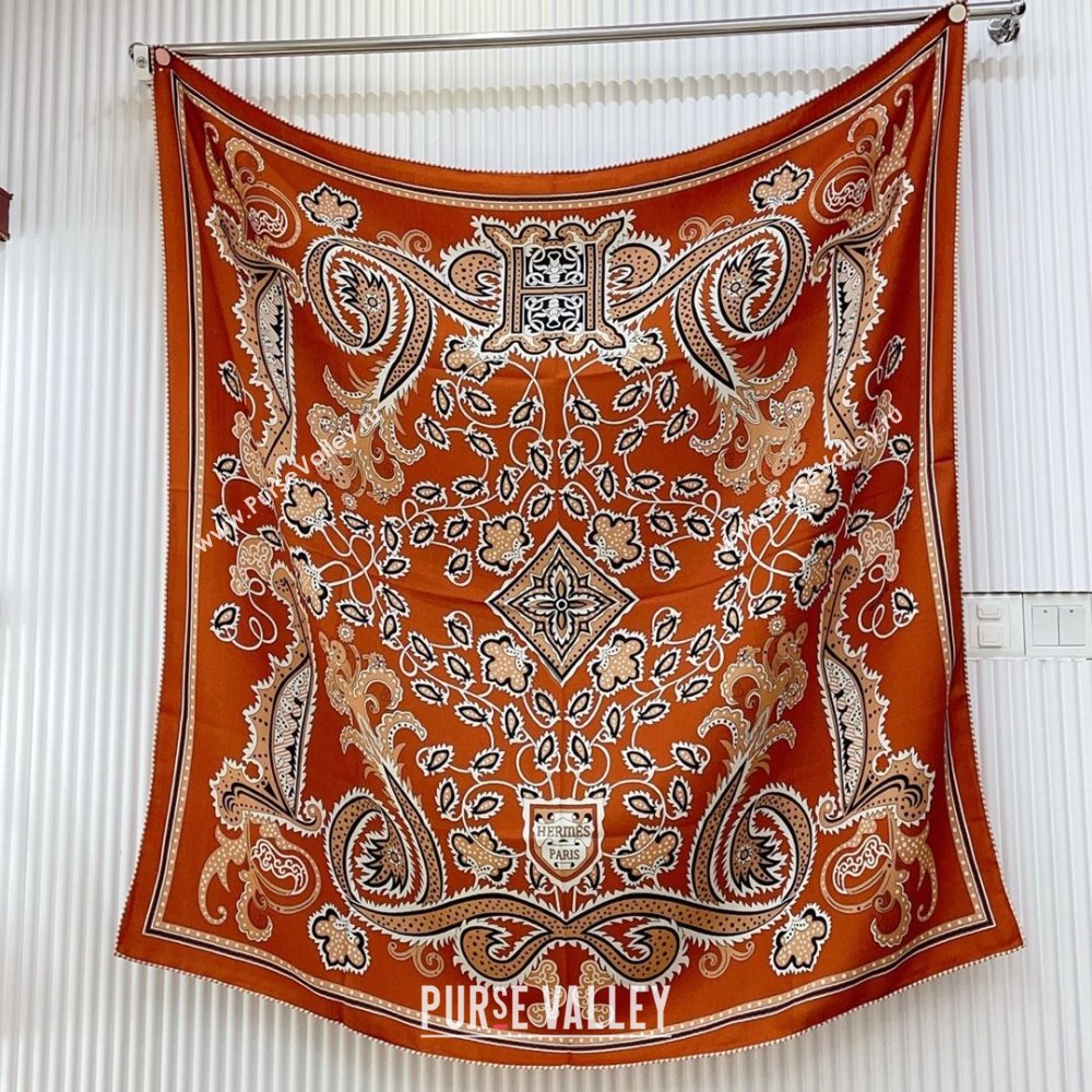Hermes Cashmere Silk Scarf 140x140 H110615 Brickred 2025 (O-25110615)