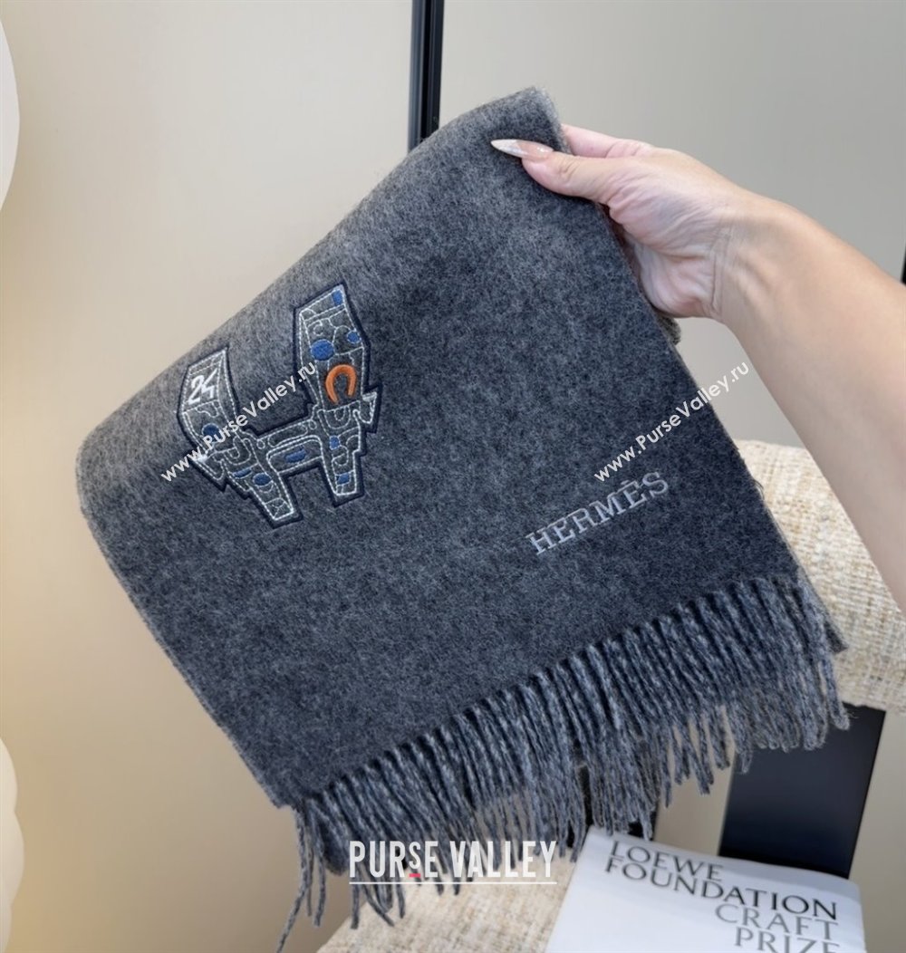 Hermes Long190x35cm Scarf H110504 Grey 2025 (O-25110504)